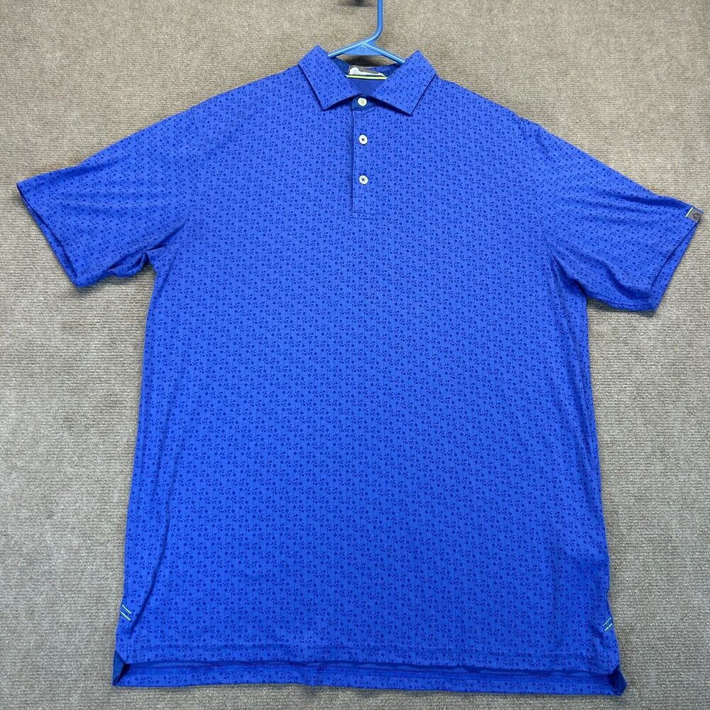 tasc Performance Polo Shirt Men's M Short Sleeve Modal Blend Geometric Roses AOP